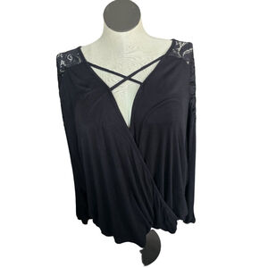 Women's TORRID Black Long Sleeve Lace Criss Cross 4X